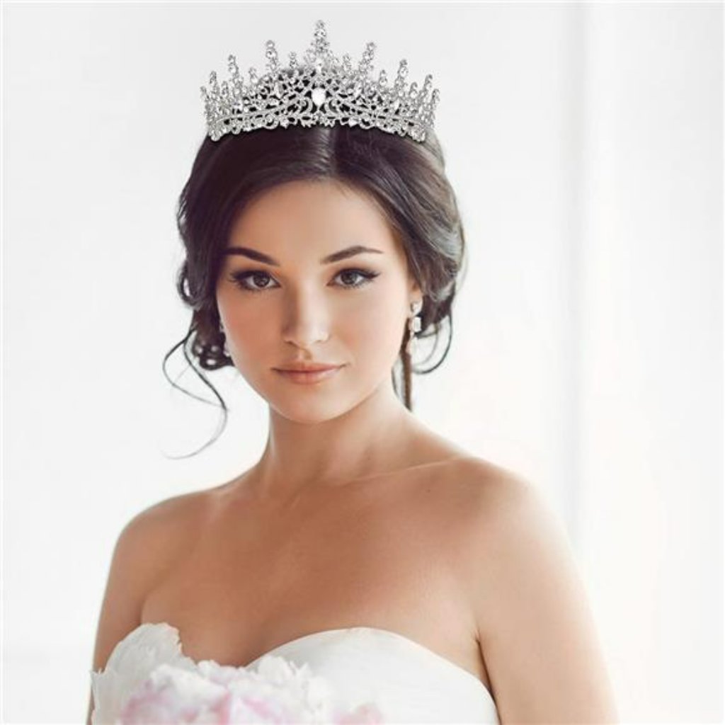Silver Wedding Bridal Tiara Crown Headpieces Crystal Rhinestone Diamond Bling